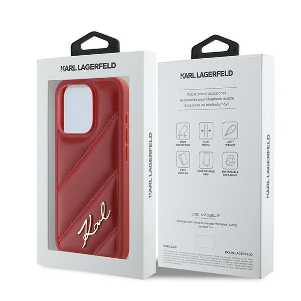 Karl Lagerfeld Klhcp15Lpqdsmgr Iphone 15 Pro 6.1 Czerwony/Red Hardcase Diagonal Quilted Script