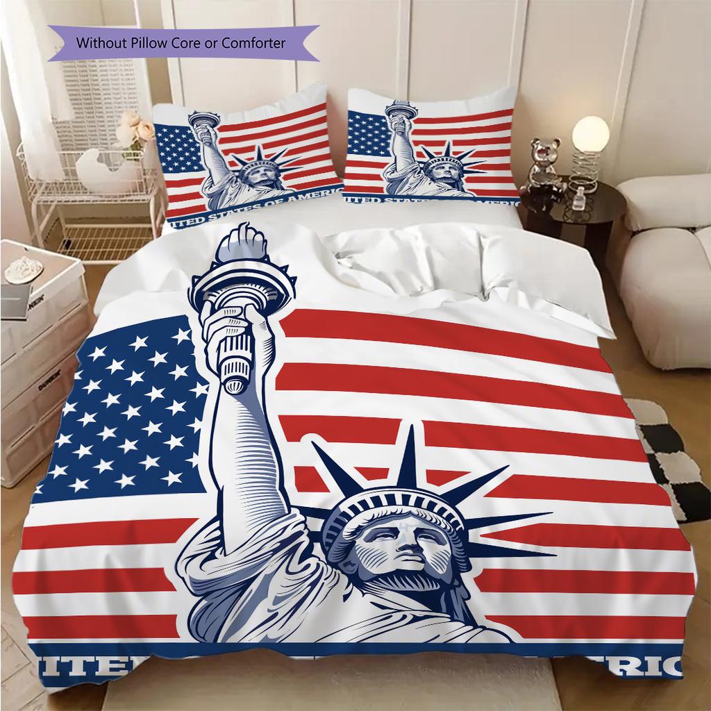 Statue of Liberty, USA bedding, duvet cover, pillowcase, home decoration, birthday gift (1 * duvet cover+2 * pillowcase, coreless)