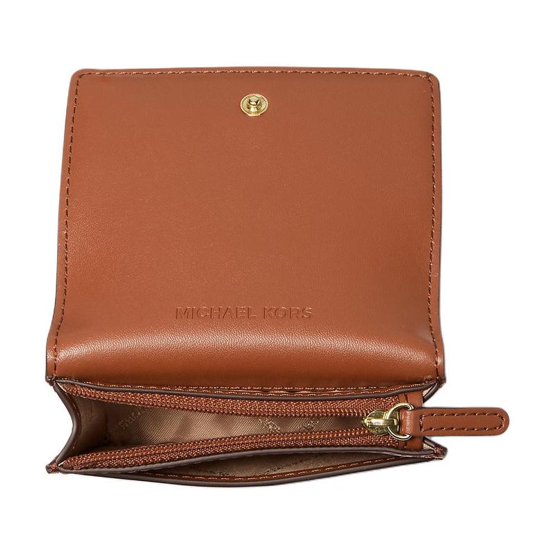 Michael Kors Carson Carson Кошелек женский маленький из кожи с золотой фурнитурой Коричневый