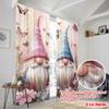 2Pcs,2D Plane Printing Popular Curtain Panels Garden Gnome Bliss Versatile Polyester Fabric (Without Rod) All Seasons For