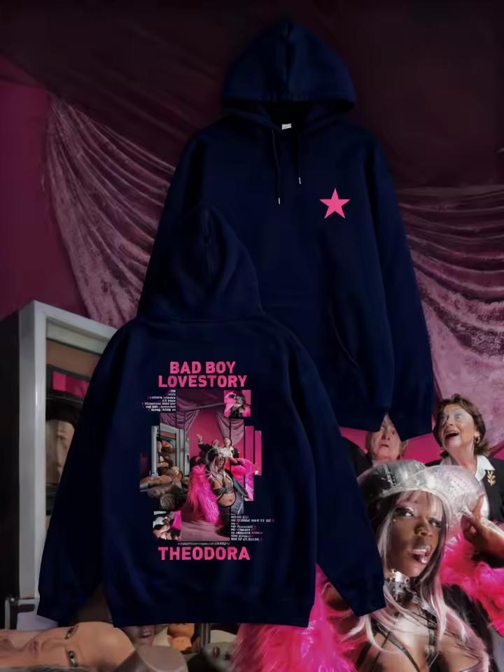 Autumn Winter THEODORA Ablum Print Hoody Fleece-lined Warm Men Women Oversized Y2k Sweatshirt Streetwear Female Male Clothing