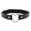 Sexy Women Elastic Pu Leather Thigh Leg Ring Strap Leglet With Metal Heart Garter Belt Cat Punk Garter Jewelry Loop Goth Harness