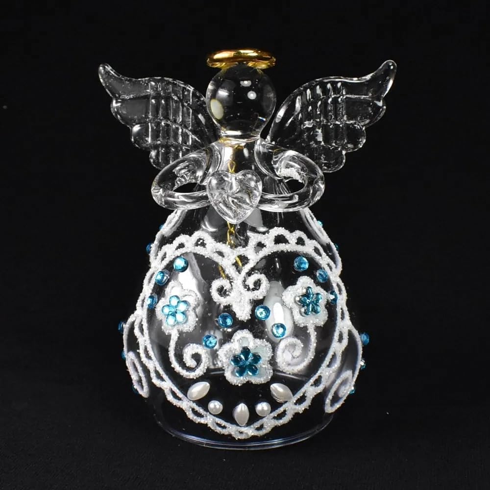 Fourcart Cute Handmade Glass Craft Sweet Heart Angel Bell (Black) X 6-Piece Set