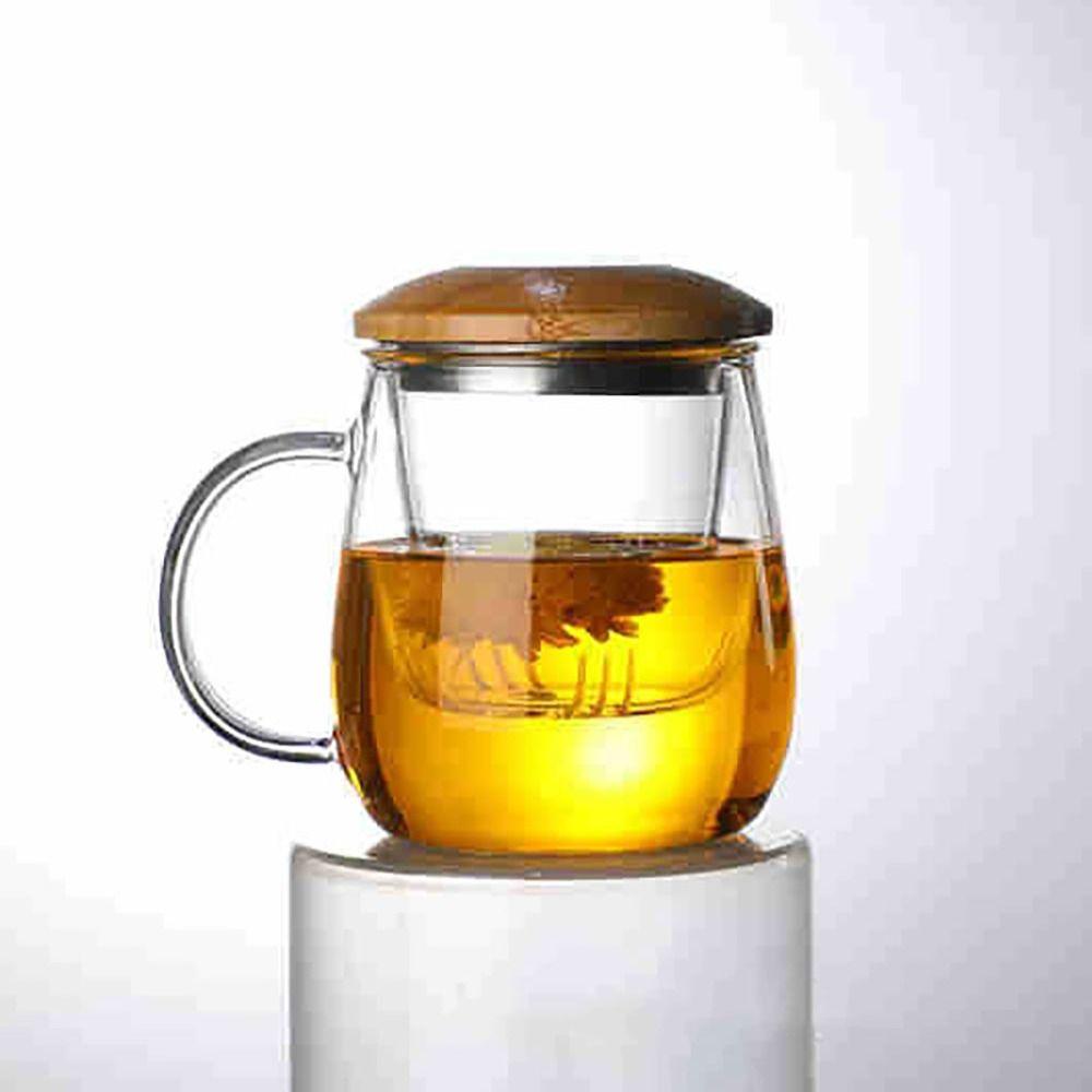 Круглая/грибная форма заварочного чайника из боросиликатного стекла с разделителем для стеклянной чашки для чая