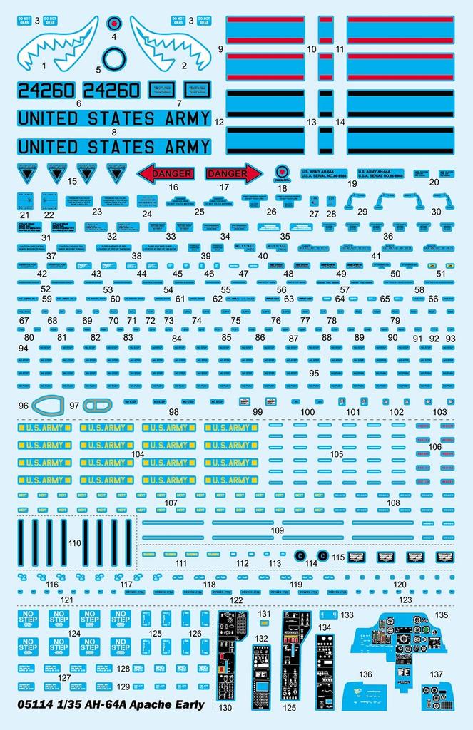 Trumpeter Американский Апач Ранний Тип Пластиковая Модель 05114 1/35 AH-64A