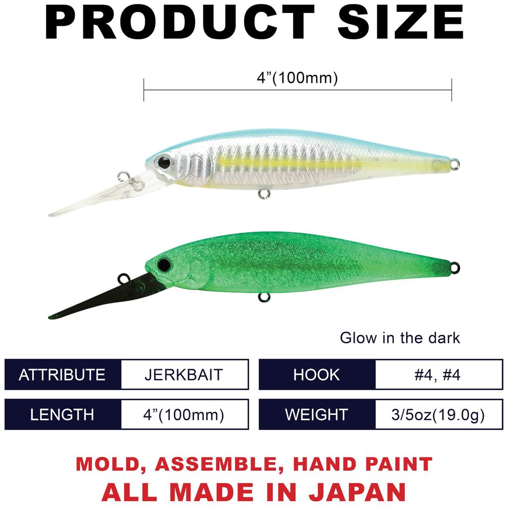 Lucky Craft USA Pointer Приманка для морской рыбалки Минноу Super Glow OB Sexy 100DD-S - (653 Корюшка)