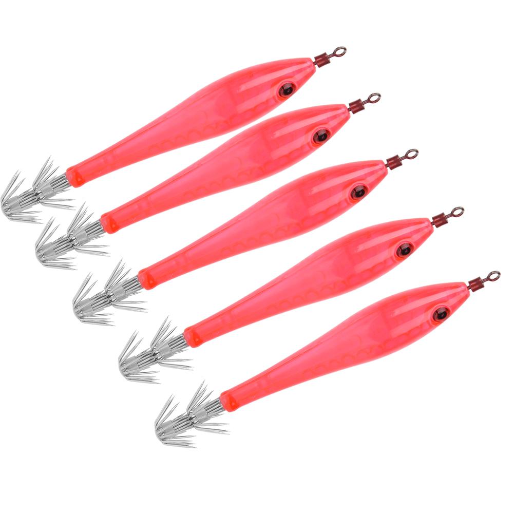 5Pcs Luminous Squid Jigs Hook Fishing Lures Baits Tackle for SeaFresh Waterred