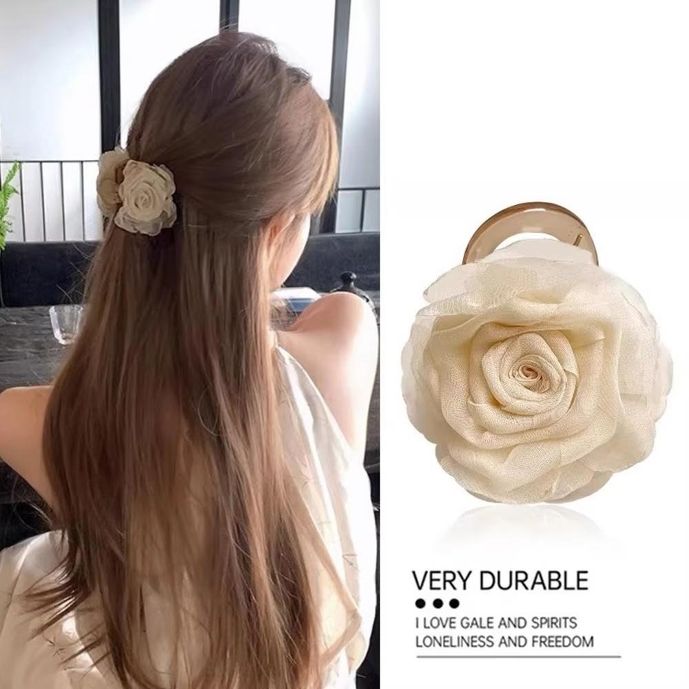 Double-Sided Hair Claw Rose Flower Floral Hairpin Sweet Hair Clip Hair Accessories