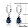 Изысканные серьги из серебра 925 пробы с иглами в форме капли синего циркона для женщин, свадебные украшения, подарок для девочек, Pendientes Oorbellen