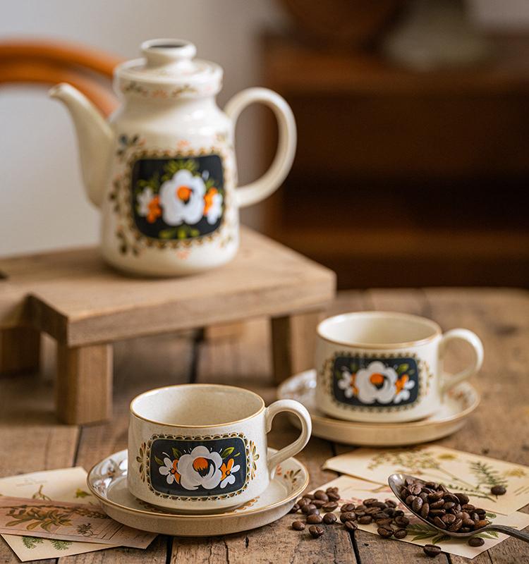 Ретро Классический Чайный Сервиз Керамическая Кофейная Чашка Чайная Чашка Блюдце Чайник Кофейный Сервировочный Набор Фарфоровый Послеобеденный Сбор Молочный Чайник Набор