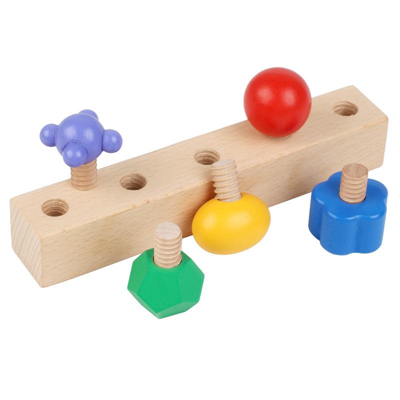 Children'S Montessori Early Education Wooden Screw Building Block Baby Hand-Eye Coordination Training Kindergarten Teaching Aids Educational Toys