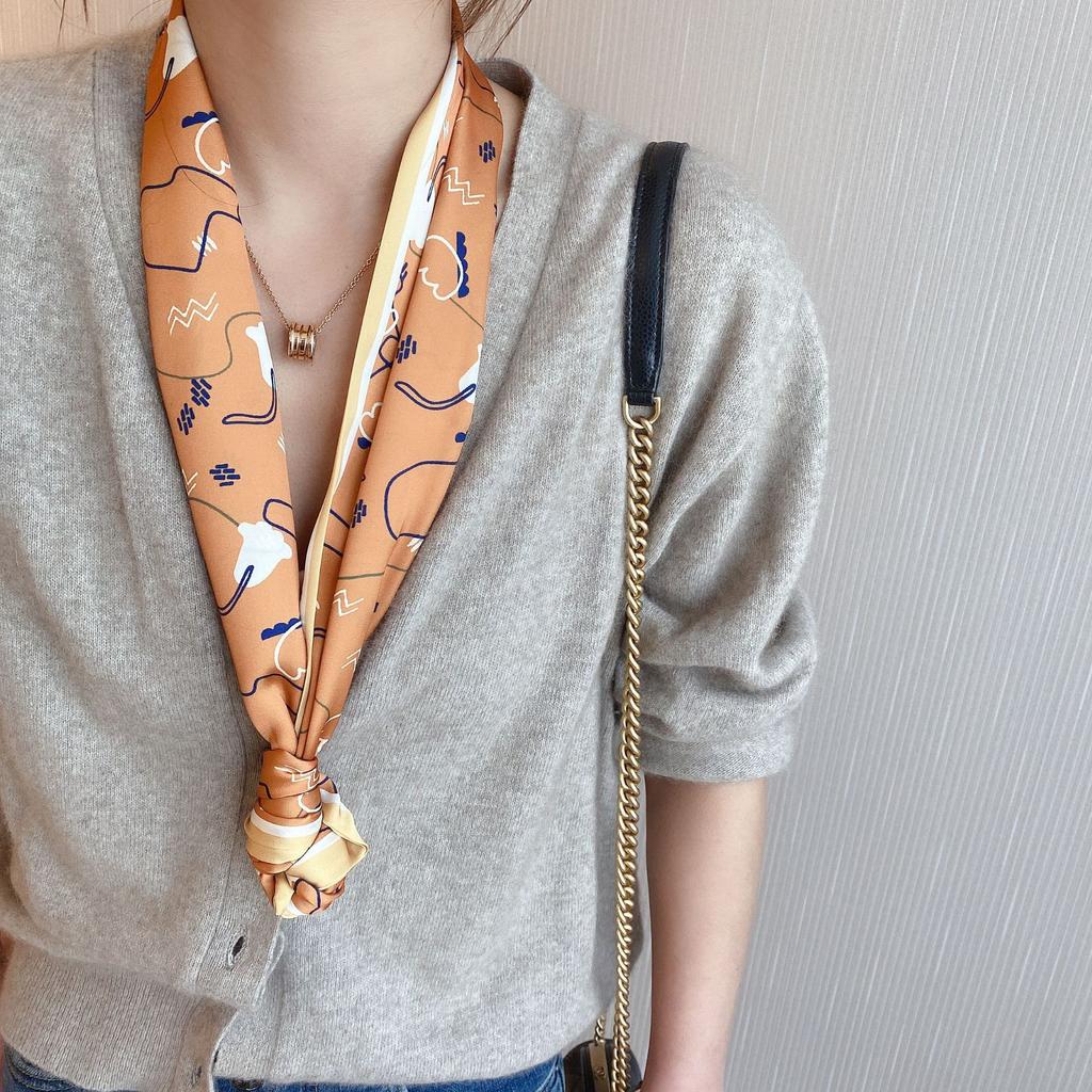 Весенне-летний атласный длинный шарф для женщин, солнцезащитная шаль, модный атласный длинный шарф для красоты, универсальный дорожный шарф