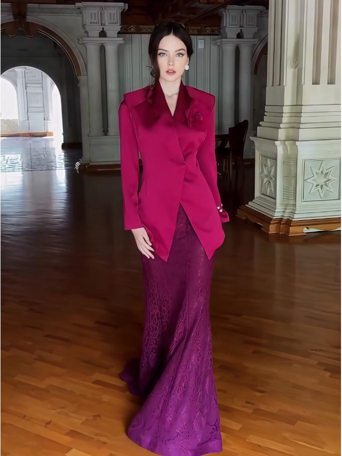 2025 Осень Европейско-американская Мода Двойка: Темпераментный комплект из рубашки и миди-юбки