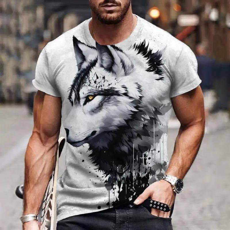 Мужская футболка с принтом в виде свирепого животного, 3D-принт, короткий рукав, мужская и женская модная повседневная спортивная рубашка, свободные быстросохнущие футболки