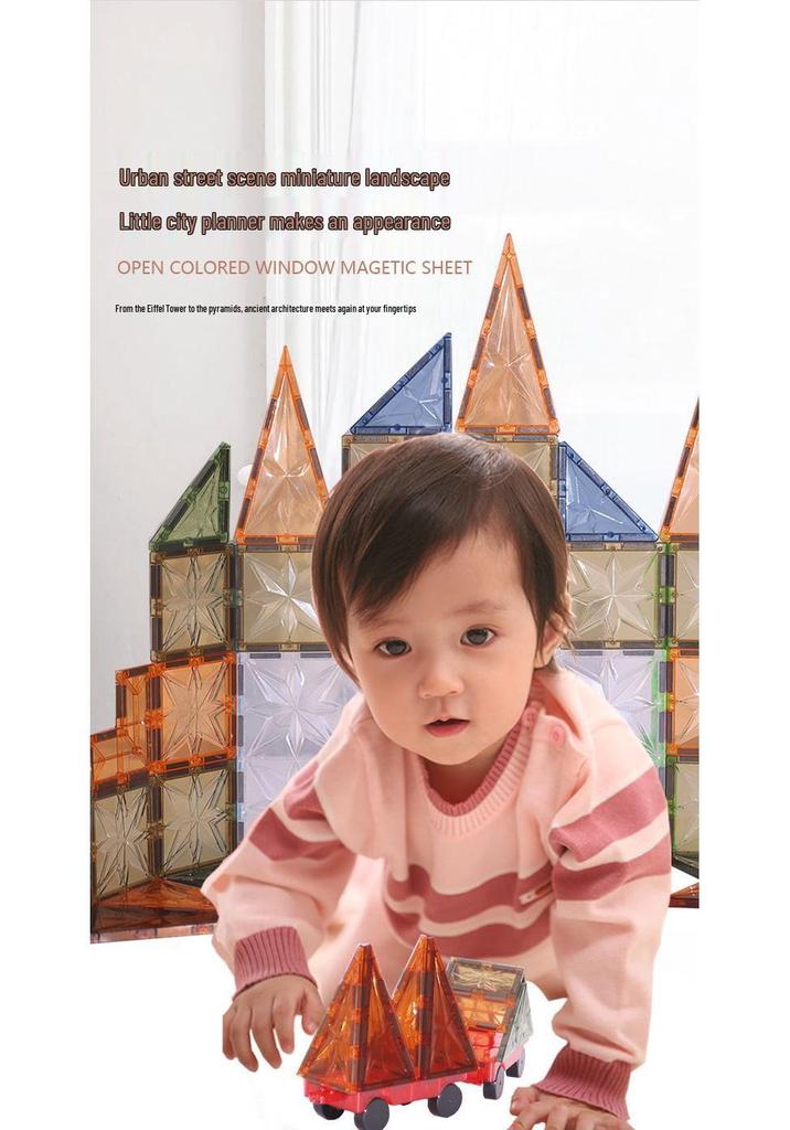 Large Diamond Stained Glass Magnetic Building Blocks Set - Educational, Strong Castle Construction Toys