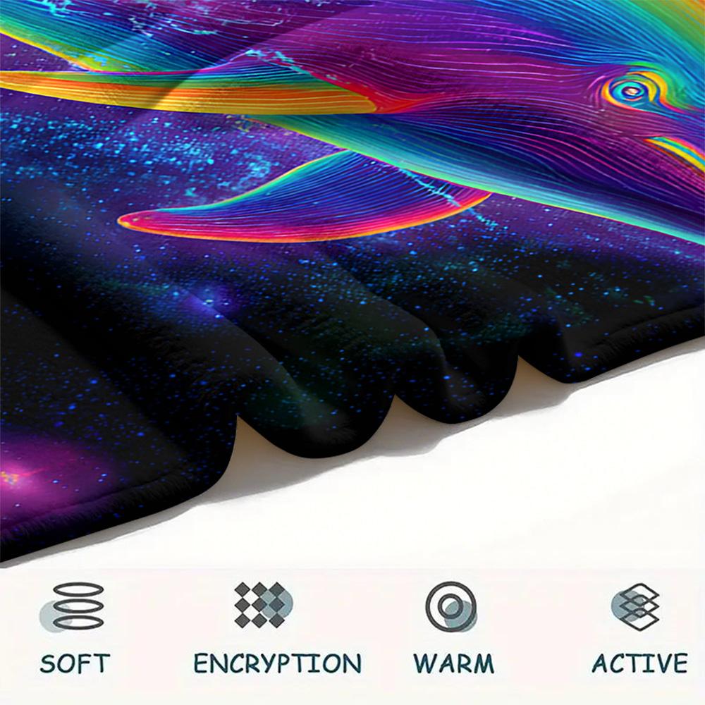 Dolphin Print Flannel Blanket, High quality Comfortable for All Seasons, Home Decor, Warmth and Comfort, Perfect for Christmas Gifts