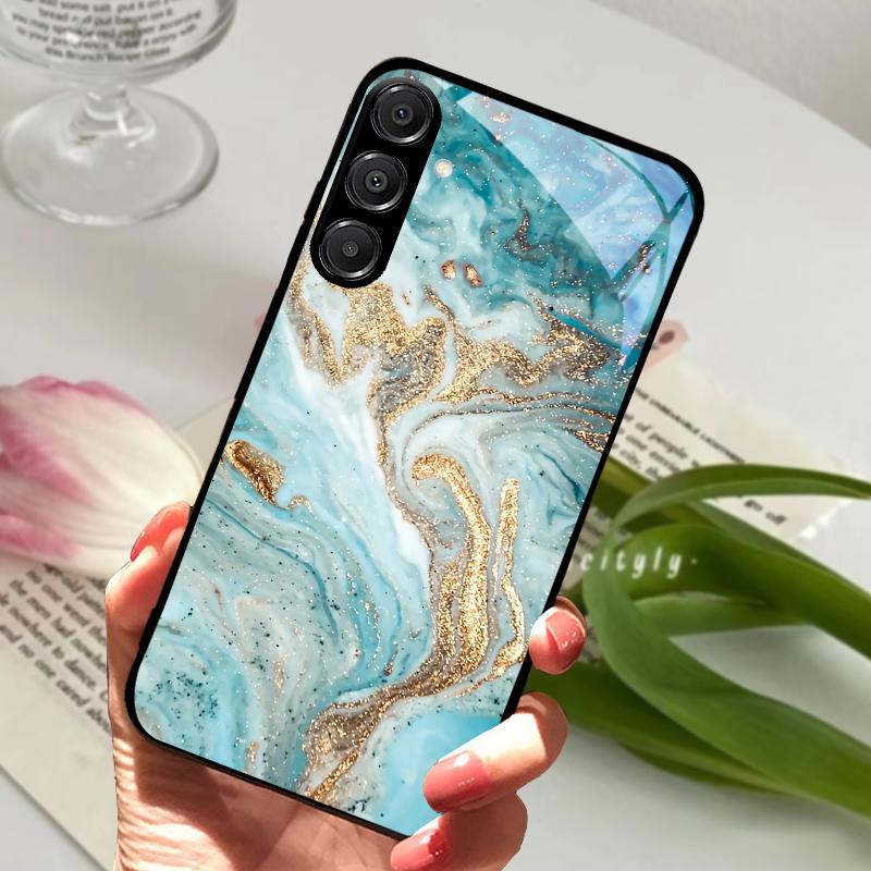 Чехол для Samsung A26 5G Жесткий ПК Закаленное Стекло Чехол для Телефона Для Samsung Galaxy A36 A56 5G Модный Животный Стеклянный Защитный Чехол