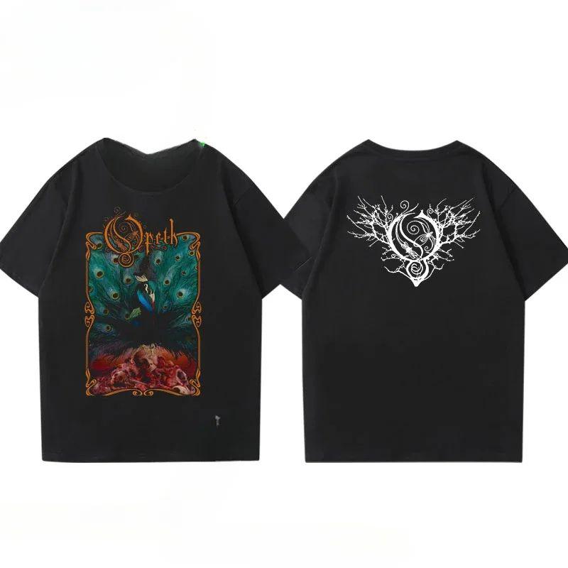 Rock Gothic Tops Vintage Progressive Death Metal Band Printed Tshirt Fashion Opeth Band ShortSleeved Cotton Streetwear Unisex