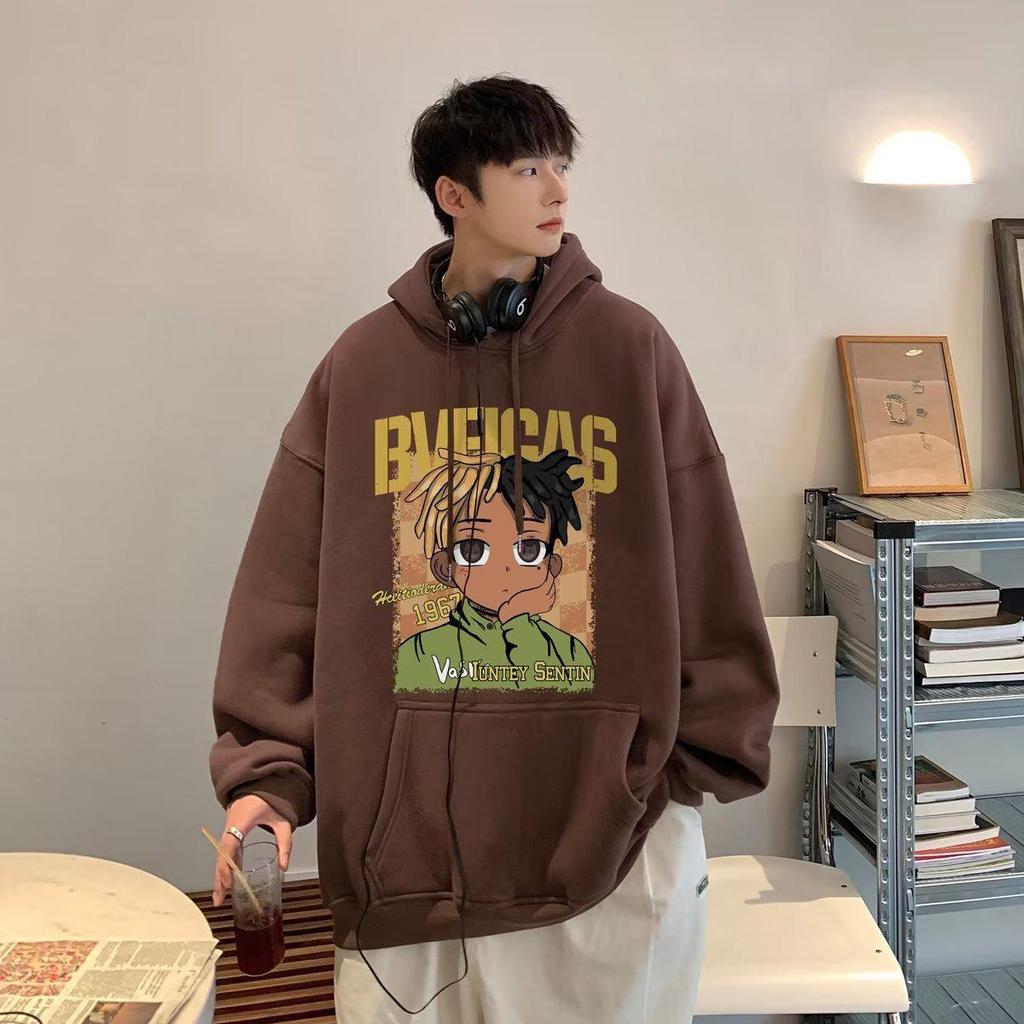 Men's Heavyweight Hooded Sweatshirt - New Autumn/Winter Plus Velvet, Trendy, Oversized.