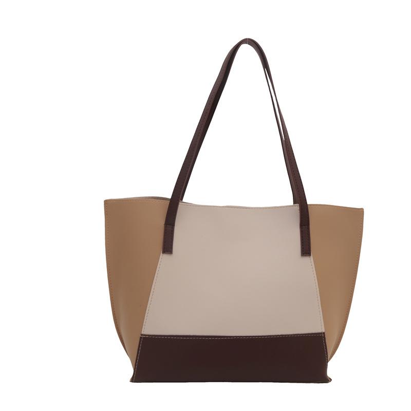 Простая и вместительная модная минималистичная сумка-тоут контрастных цветов для поездок на работу, осенняя темпераментная сумка на одно плечо/подмышку