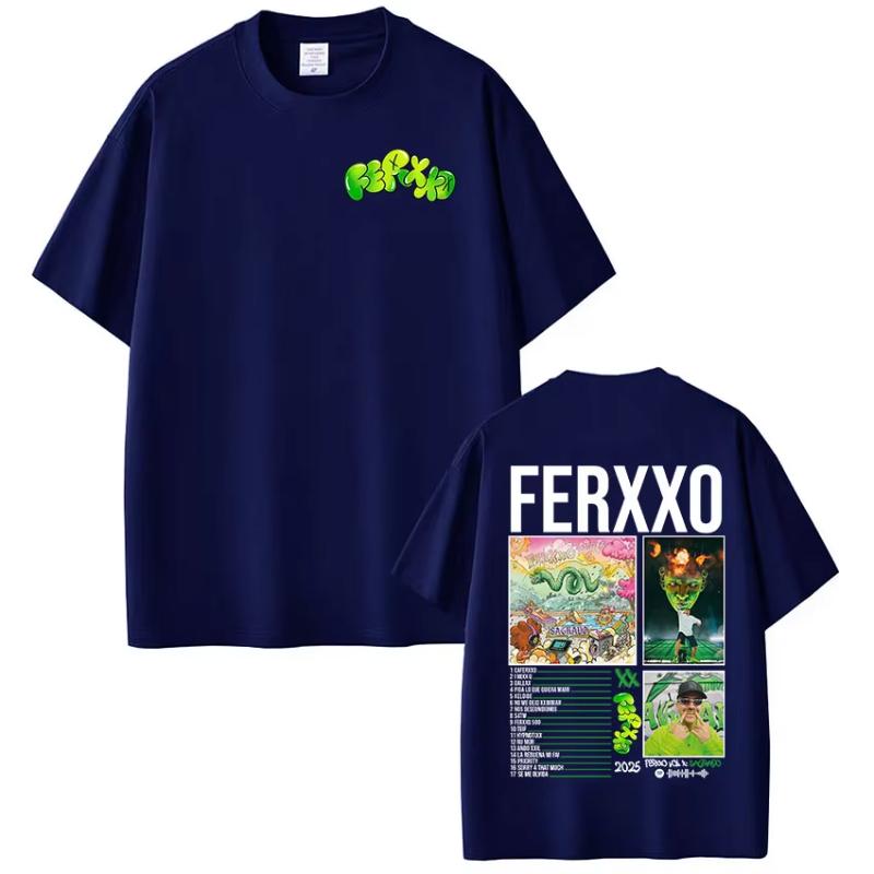 Rapper Feid Ferxxo Tour 2025 Tshirt Unisexs Women Clothing Fashion Hip Hop Tshirts Cotton Casual Oversized Short Sleeve T Shirts