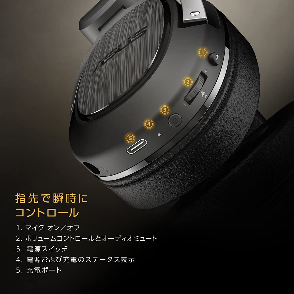 ASUSTek TUF Gaming H3 Wireless Gaming Headset for with Lightweight Design PS5/PS4/PC/Switch/Smartphones, 2.4GHz Wireless/Type-C/USB 2.0, Microphone,