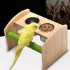 Игровая площадка для домашних птиц попугаев с 2 кормушками-поилками, игрушками, жердочками, качелями, подвесной лестницей, мостиком, деревянная стойка для игр кореллы