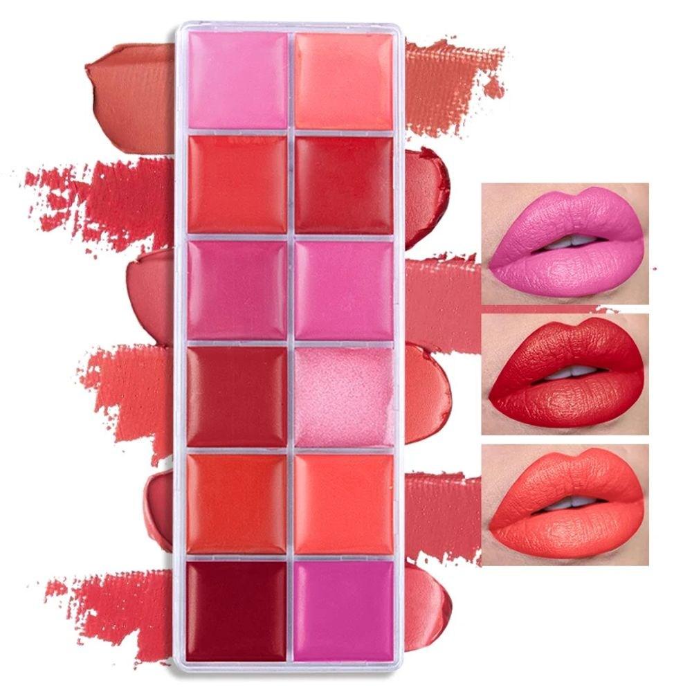 Lip Palette for Women Moisturizing Long Lasting Lip Gloss Palette Girls Cosmetics Makeup Tools Lipstick Women 12 Colors, 12Color Lipstick, 1 Piece