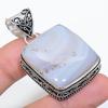Natural Montana Agate Gemstone Handmade 925 Sterling Silver Pendant 1.85" Q7Z80