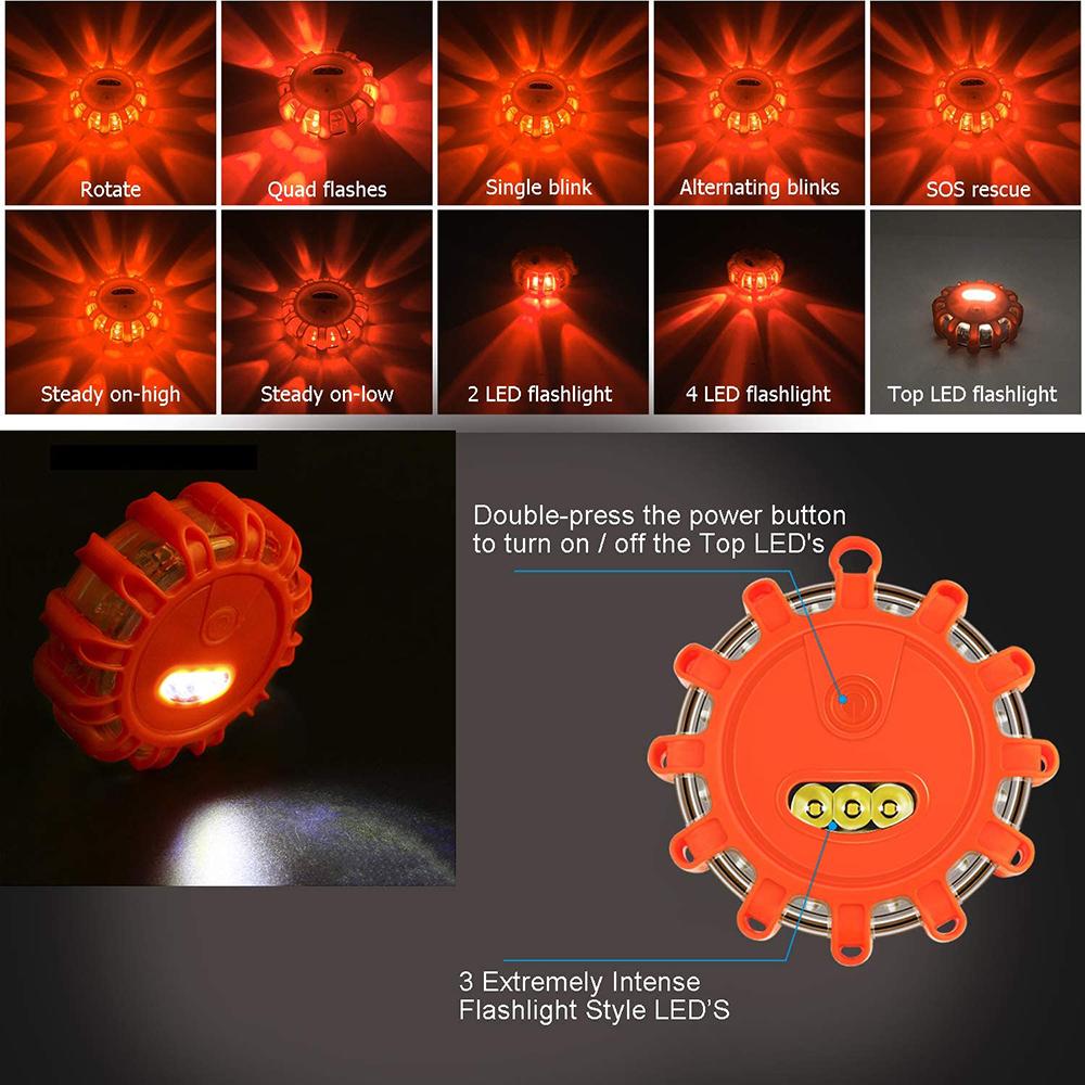 1pc 3pcs Magnetic LED Strobe Warning Light Emergency Road Rescue Safety Flashing Lights Car Roadside Beacon Lamp Flare