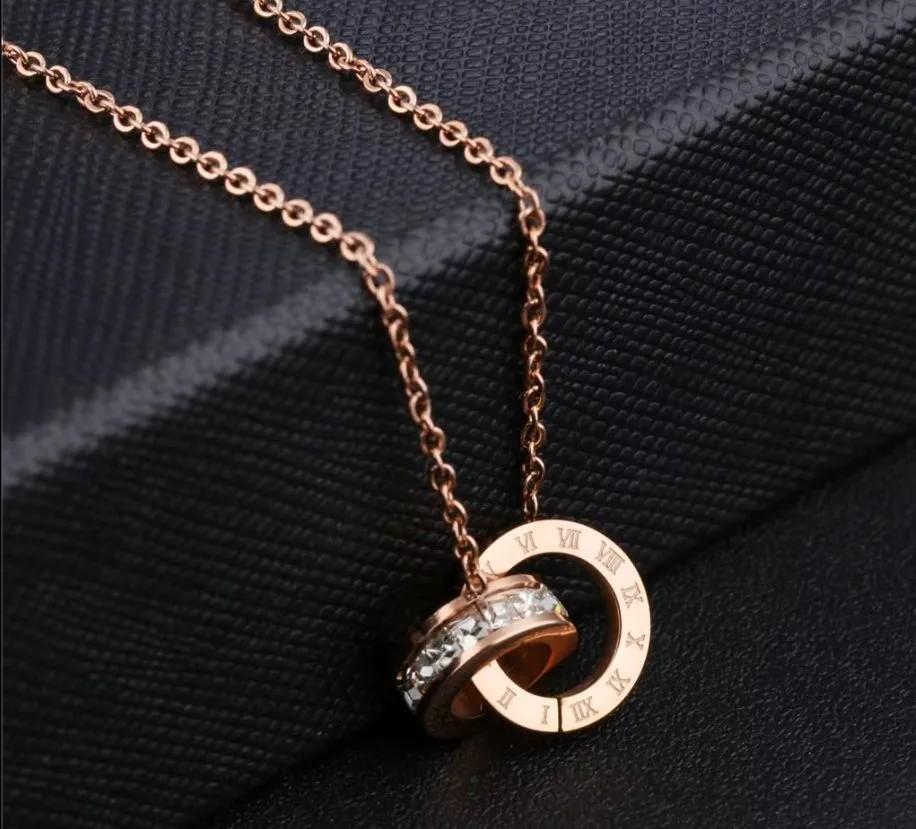 Ожерелье с двойным римским кольцом, женское ожерелье из титановой стали