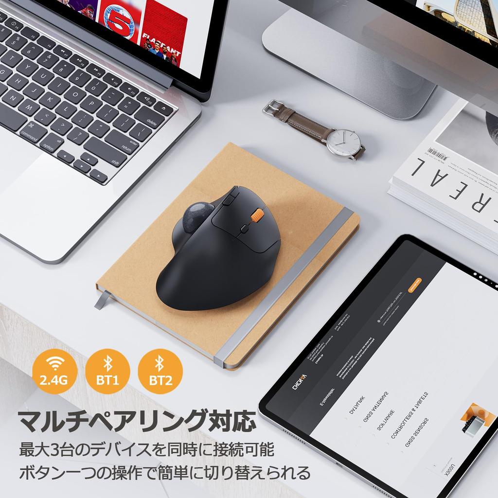 Трекбольная мышь ProtoArc, совместимая с Connect 3 Devices, беспроводная, с большим разрешением DPI, совместимая с Bluetooth/2,4 ГГц, одновременно,