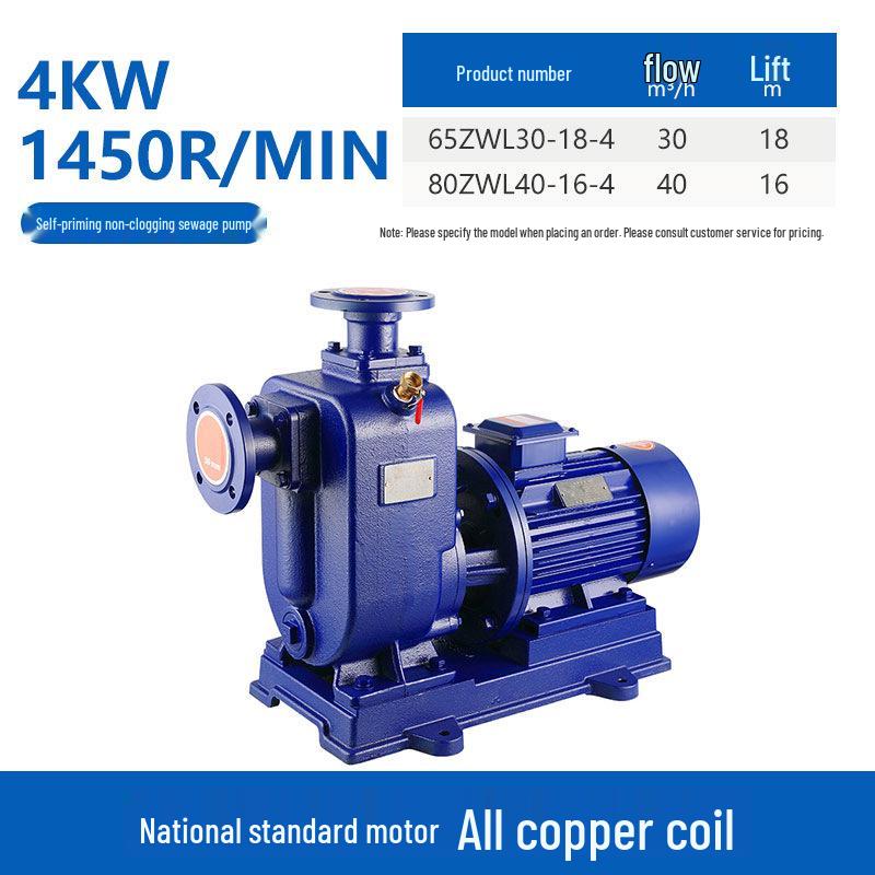 ZWL Non-Clogging 380V Self-Priming Sewage Pump for High-Flow Irrigation