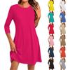 Women's Fashion Casual Solid Color Round Neck Three-quarter Sleeve Short Dress