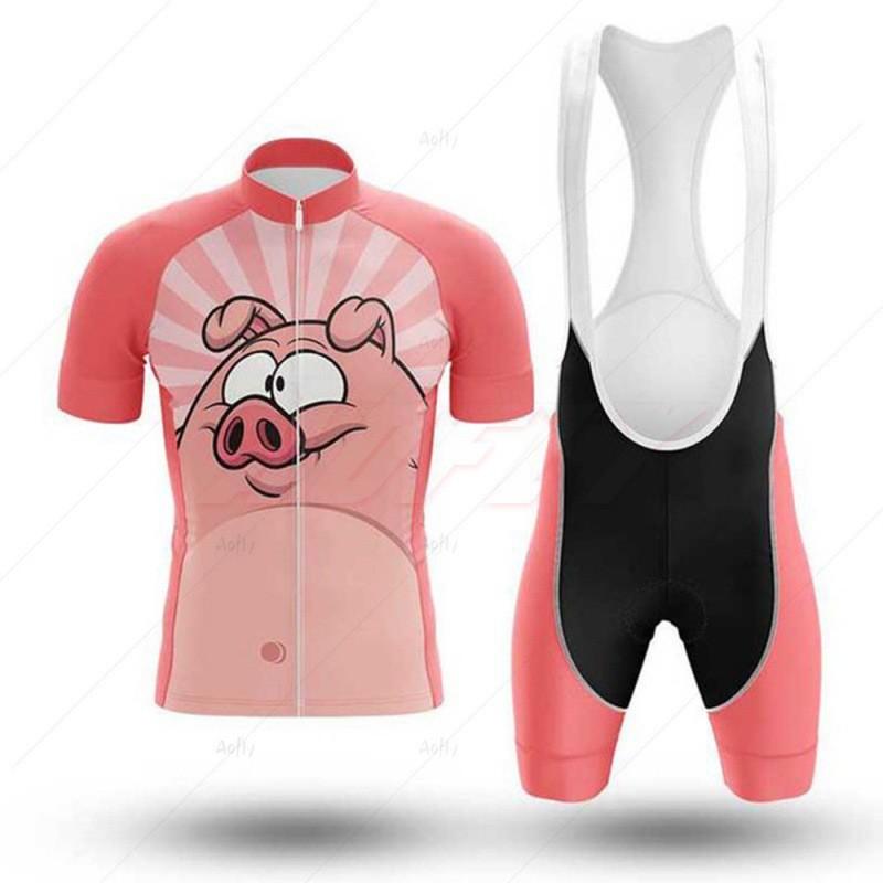 Cartoon Print Cycling Jersey Set Short Sleeve Breathable Quick Dry Bike Apparel Men Women Ride