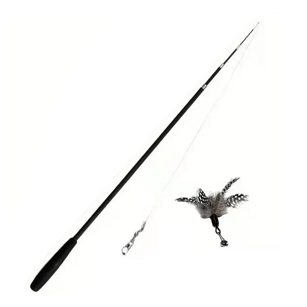 Interactive Cat Feather Toy Feather Stick Wand Interactive Catcher for Cat Kitten Having Fun Exerciser Playing