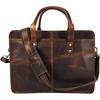 Buffalo Leather Briefcase - Hickory Brown, 16 Inch Laptop Bag with Adjustable Strap, Multi-Purpose Pockets, Durable & Stylish Design