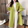 Fall Winter Women Overcoat Turn Down Collar Long Sleeve Open Stitch Pockets Loose Mid Length Solid Color Soft Warm Thick Lady Mid Calf Length Coat