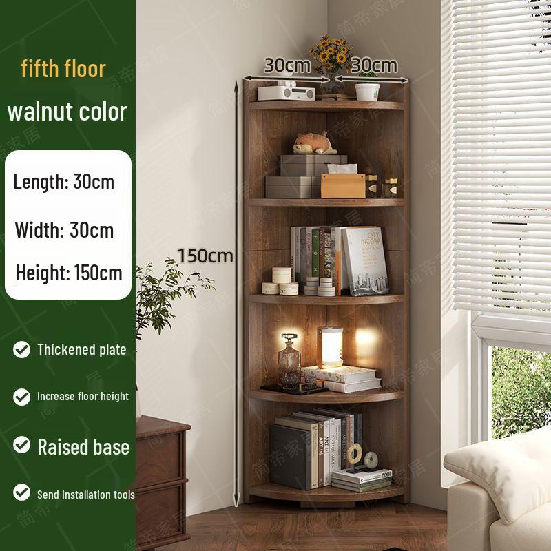 Triangular Corner Shelf and Storage Cabinet for Living Room or Desk Side