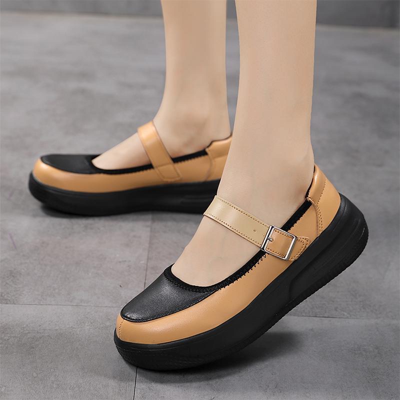 2025 Spring Mother Shoes Leather Surface Sports Soft Sole Elderly Shoes Comfortable Non-slip Grandma Shoes Velcro Middle-aged and Elderly Women's S