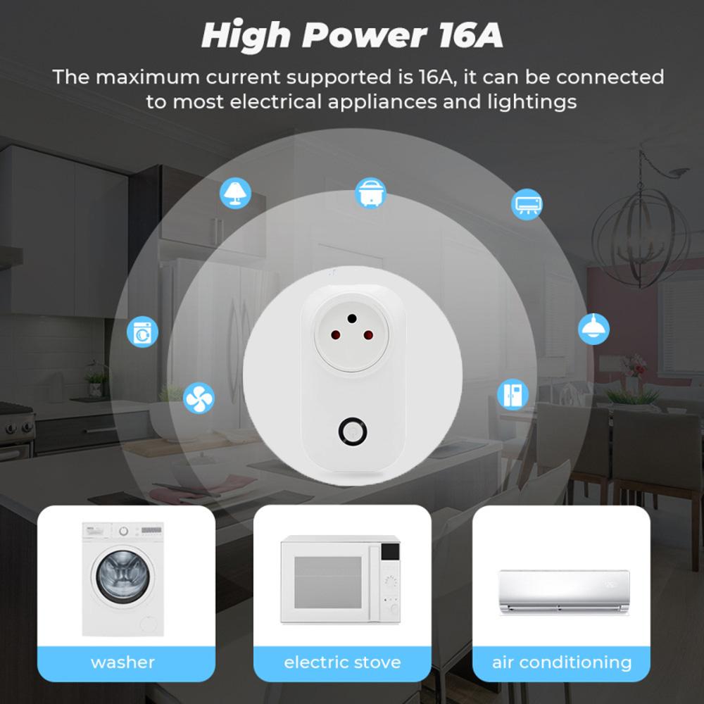 Tuya Smart Socket IsraeL Plug 16A Power Monitor Wifi Light Switch Smart Life Remote Control Outlet для Alexa, Google Assistant