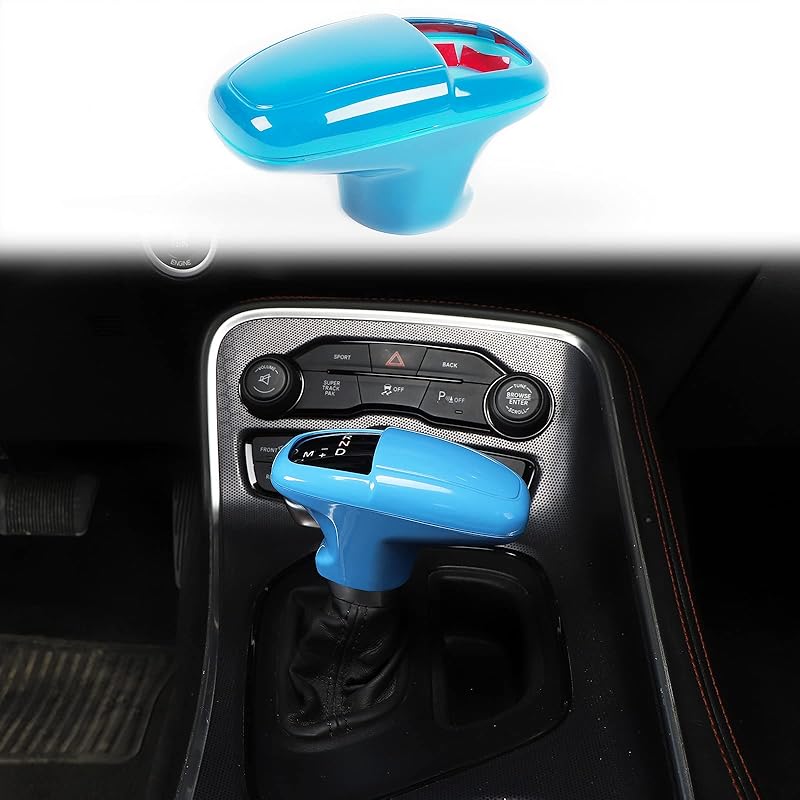 Voodonala For Challenger Charger ABS Carbon Fiber Gear Shift Shifter Knobs Cover Trim For 2015-2025+ Dodge Challenger Charger 2018-2025+ Durango