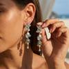 Бохо серьги-подвески Звезда и Коралл для женщин Имитация жемчуга Цветные цирконы Длинная кисточка Серьги-капли Летние пляжные украшения для океана