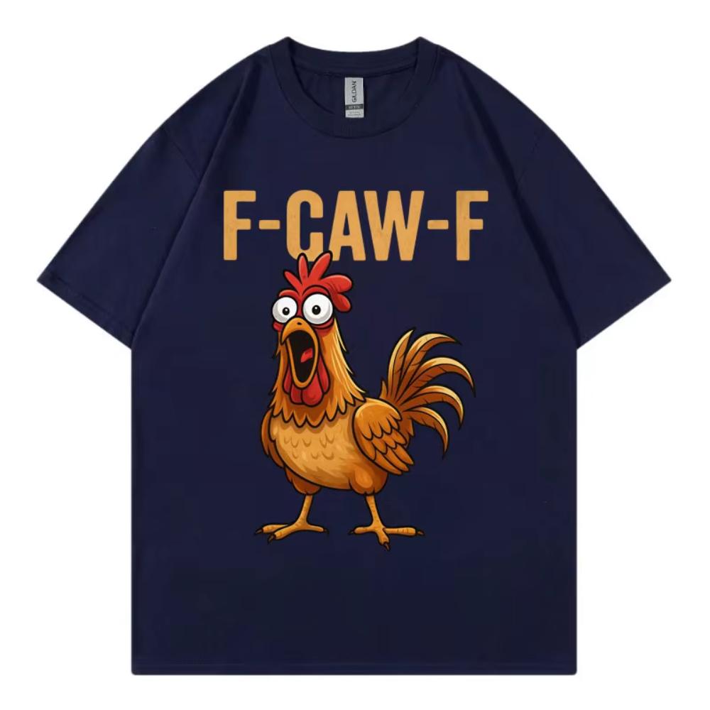 Футболка F-Caw-F Chicken Funny Мужская Женская Одежда Высокое Качество Модная Футболка с Коротким Рукавом Летняя Повседневная Свободная Хлопковая Футболка