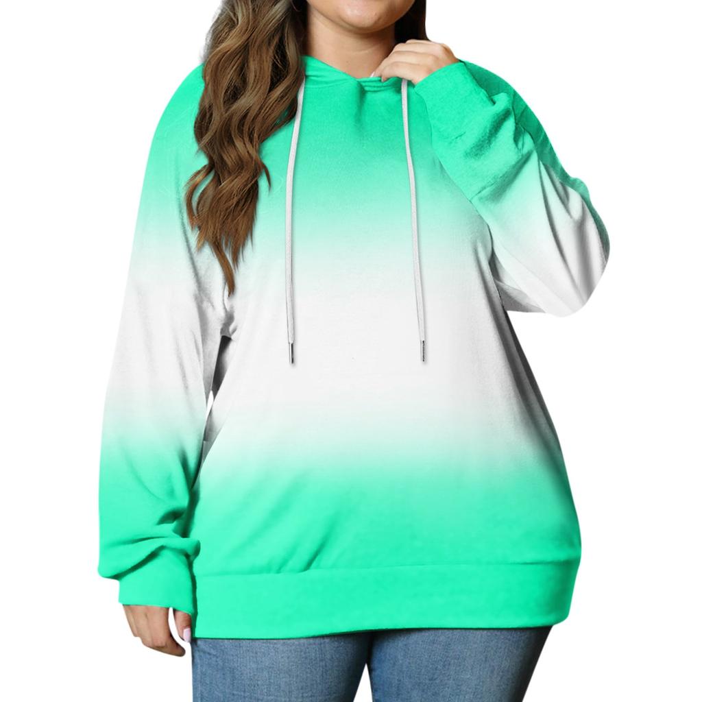 Женский пуловер больших размеров с капюшоном и принтом, толстовка с длинным рукавом и капюшоном