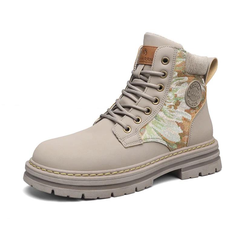 Модные кожаные ботинки для мужчин, походные ботинки, мужские ботильоны люксовых брендов, осень-зима, новые высокие повседневные туфли, классический дизайн