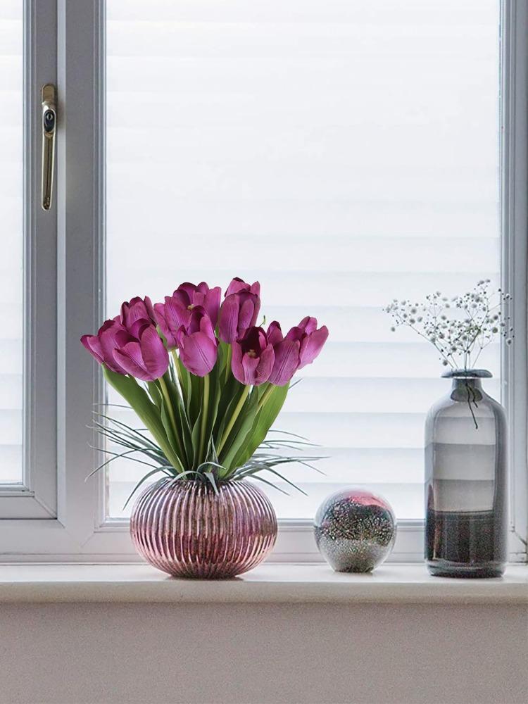 6 Pcs Tulips Artificial Flowers for Decoration Real Looking Fake Tulips Real Touch Flowers Floral Arrangements for Table Home Office Wedding Decor