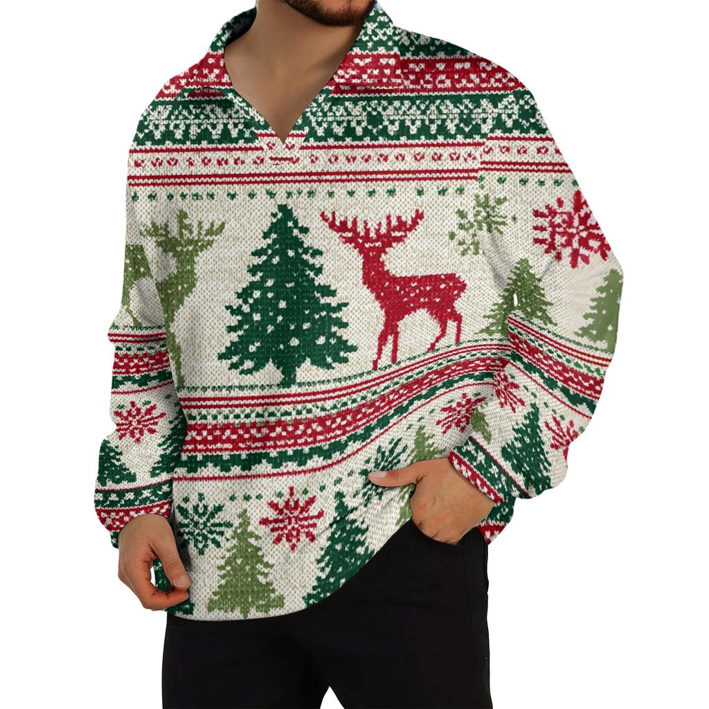 Men's Casual Collared Long-Sleeve Knit Base Layer Top