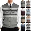 Men's V-Neck Sleeveless Knit Cardigan Vest