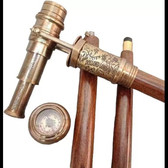 Телескопический компас, спрятанный на деревянной трости для ходьбы